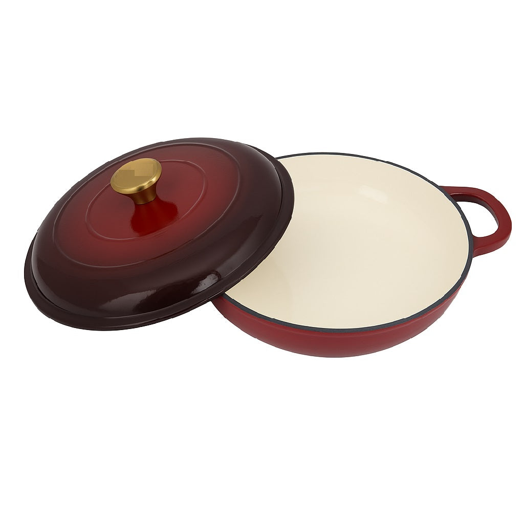 ProChef Cast Iron Shallow Casserole Garnet 30cm CKW2820 | Oven to Hob to Tabletop | Durable Construction | Easy to Clean | All Hob Suitable