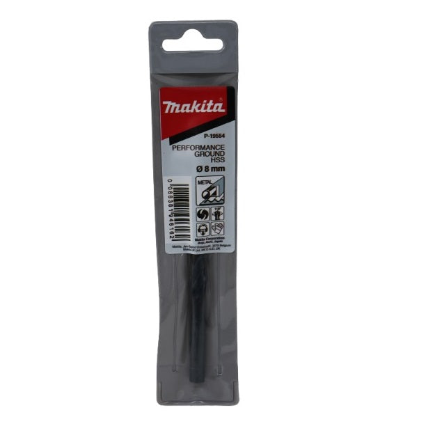 Makita Performance Ground HSS Drill Bit Black 8mm P-19554 | Precision Engineered for Metal Drilling