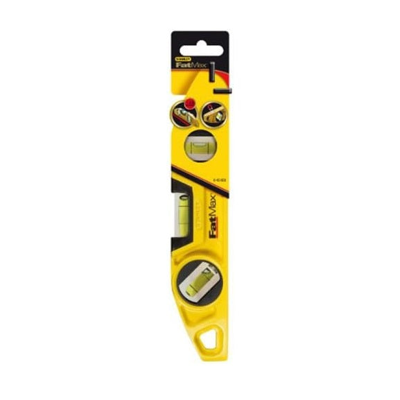 Stanley FatMax Torpedo Spirit Level Yellow 230mm 0-43-603 | Magnetic Base | 3 Vials | Durable and Compact Design