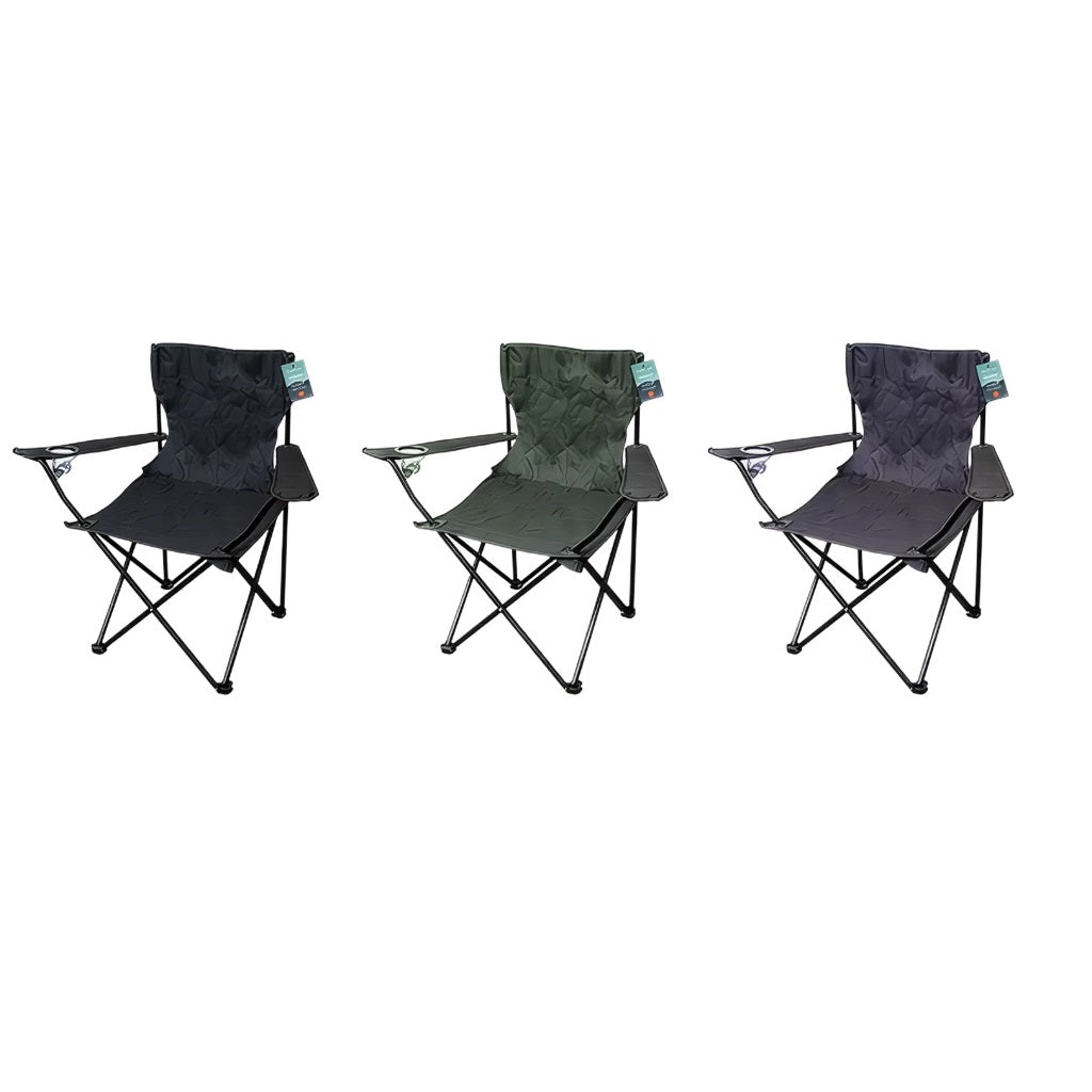 ProCamp Foldable Camping Chair Assorted 80cm x 80cm Pack of 1 CAM6770OB | Includes Handy Drinks Holder