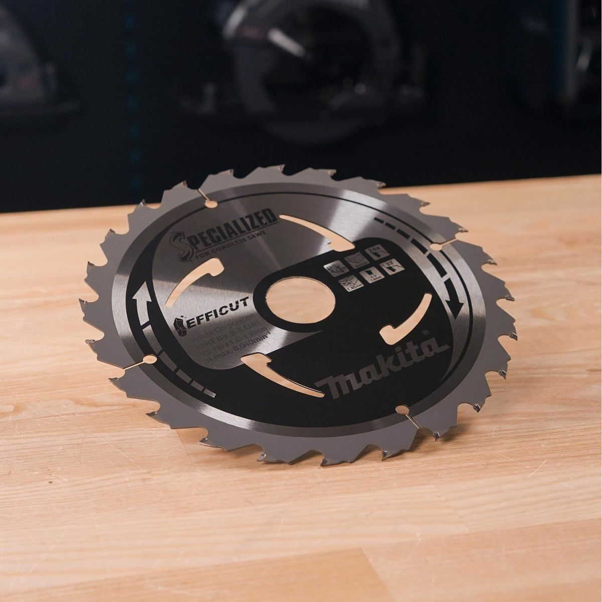 Makita Efficut Specialized Circular Saw Blade Grey 190mm x 30mm B-64191 | Number of Teeth 24 | For Cordless Saws | Wood Cutting Blade | Material - Tungsten Carbide