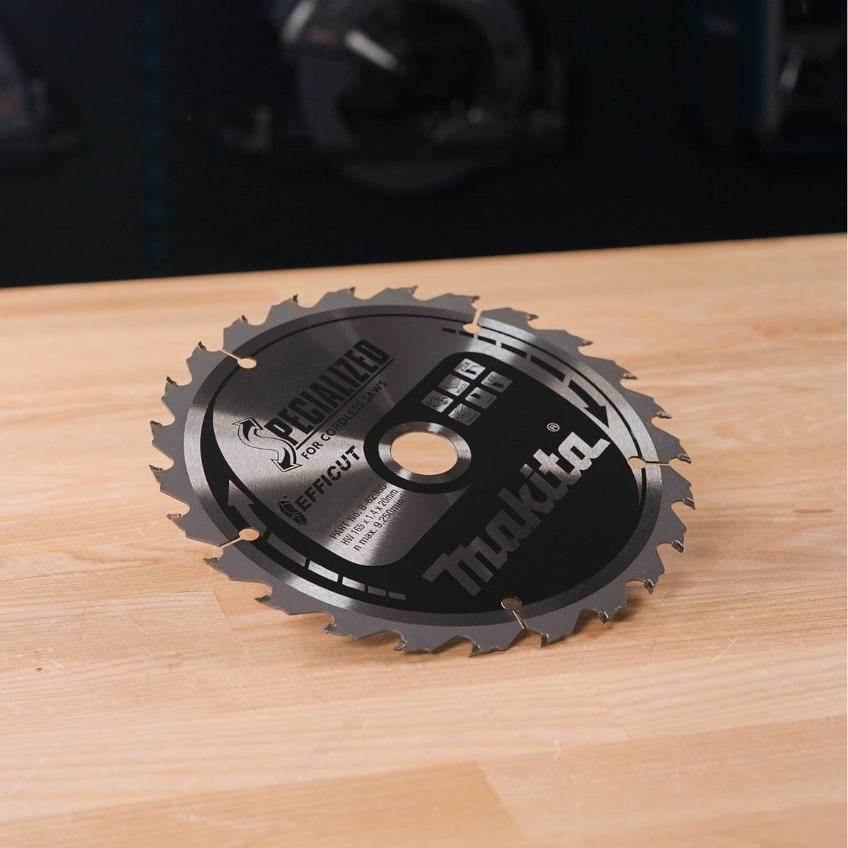 Makita Efficut Specialized Circular Saw Blade Grey 165mm x 20mm B-62985 | Number of Teeth 25 | For Cordless Saws | Wood Cutting Blade | Material - Tungsten Carbide