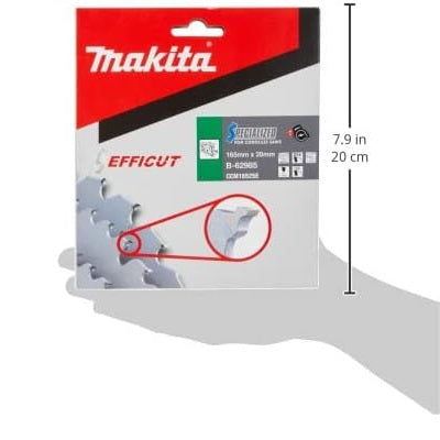 Makita Efficut Specialized Circular Saw Blade Grey 165mm x 20mm B-62985 | Number of Teeth 25 | For Cordless Saws | Wood Cutting Blade | Material - Tungsten Carbide
