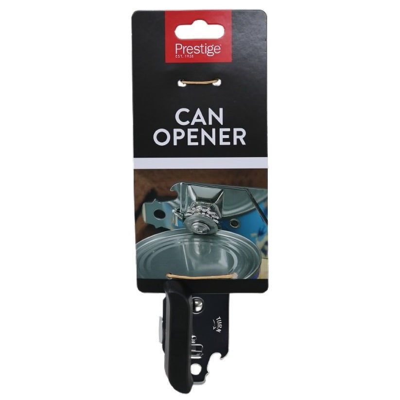 Prestige Can Opener Black and Chrome 52520 | Durable Chrome Steel Head | Easy Grip Handle for Comfort and Control