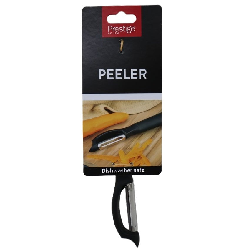 Prestige Dishwasher Safe Stick Peeler Black and Chrome 52403 | Durable Stainless Steel Head | Easy Grip Handle for Comfort and Control