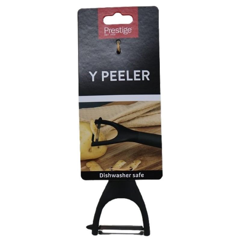 Prestige Dishwasher Safe Y Peeler Black and Chrome 52405 | Durable Stainless Steel Head | Easy Grip Handle for Comfort and Control