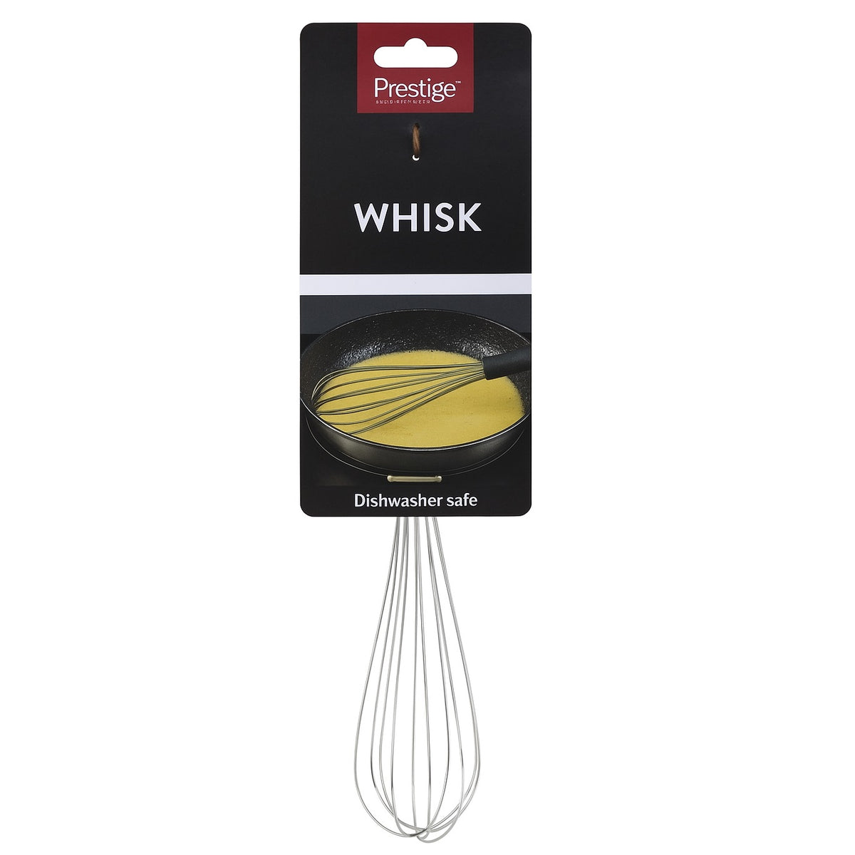 Prestige Dishwasher Safe Whisk Black and Chrome 52402 | Madw From Durable Stainless Steel | Easy Grip Soft Touch Handle for Comfort and Control