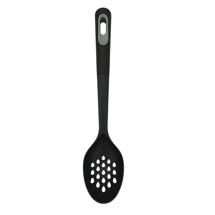 Prestige Slotted Spoon with Herb Stripper Black 50875 | 2 in 1 Function | Made From Durable Nylon | Easy Grip Soft Touch Handle for Comfort and Control | Heat Resistant to 210 Degree Celsius
