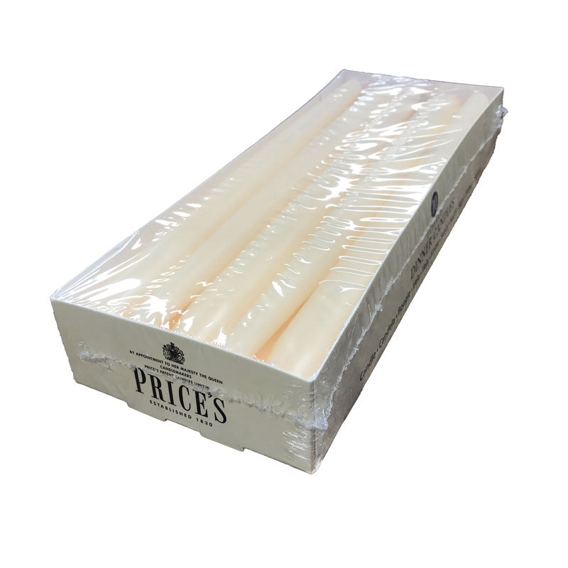 Prices Multi-Purpose Unscented Dinner Candles Ivory 25cm x 9.4cm x 4cm Pack of 10 CDD000616 | Long Burning Taper Candles | For Dining and Events