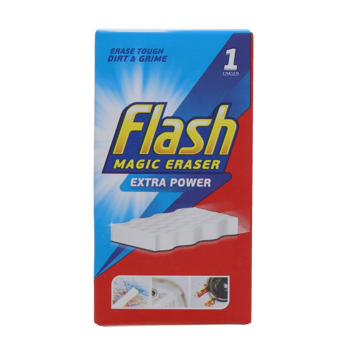 Flash Magic Eraser Extra Power Sponge White Pack of 1 HOFLA017 | Removes Tough Dirt and Grime | Multi-Surface Cleaner | For Walls-Floors-Tiles and More