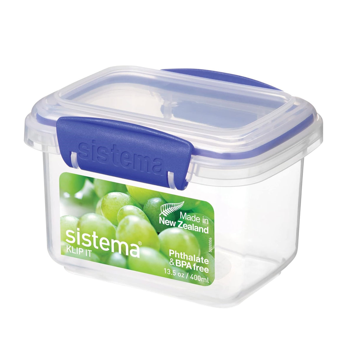 sistema-klip-it-food-storage-container-clear-11.43cm-x-8.89cm-x-8.13cm-400ml-1540--bpa-and-phthalate-free--airtight-lid--with-easy-lock-clips--stackable