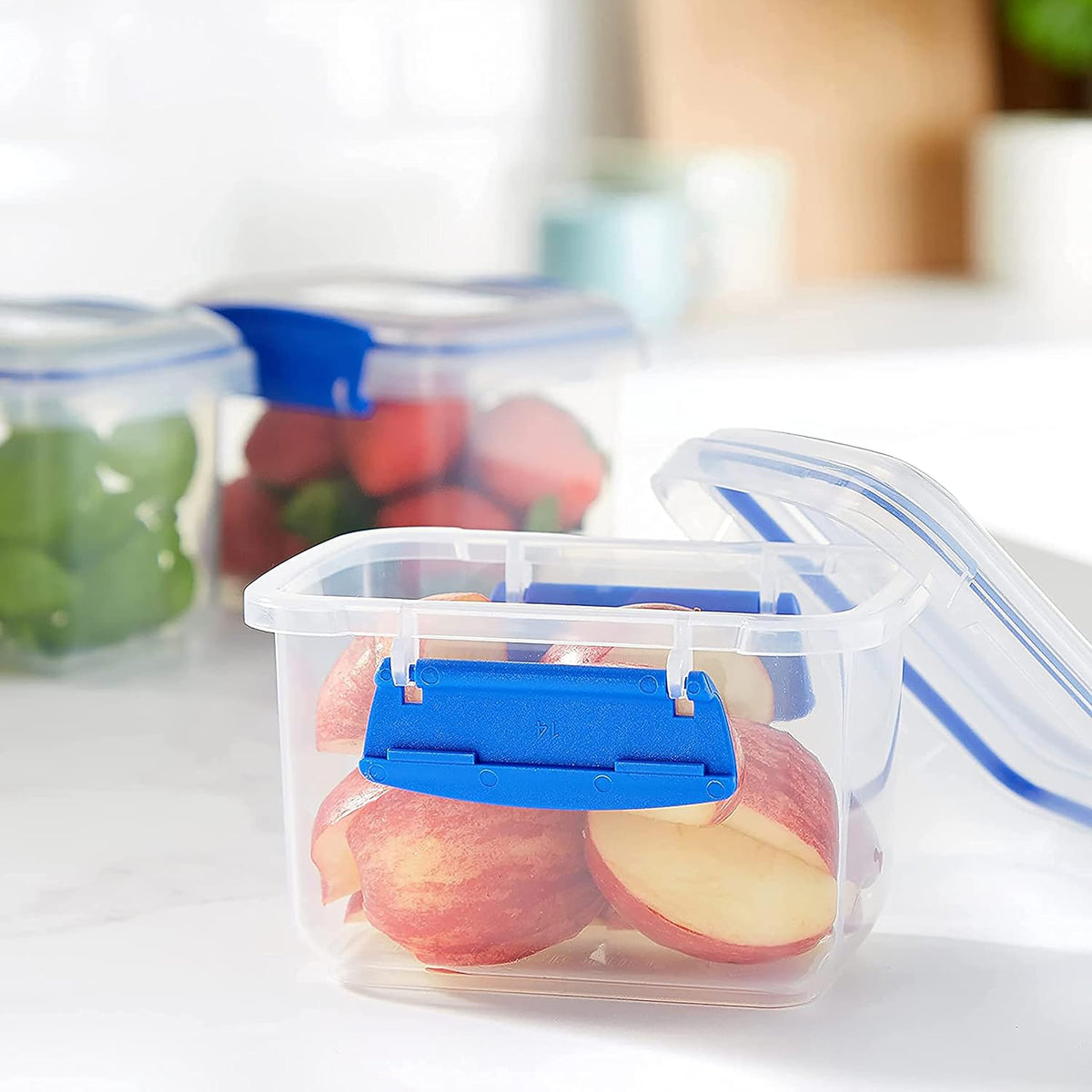 Sistema Klip It Food Storage Container Clear 11.43cm x 8.89cm x 8.13cm 400ml 1540 | BPA and Phthalate Free | Airtight Lid | With Easy-Lock Clips | Stackable