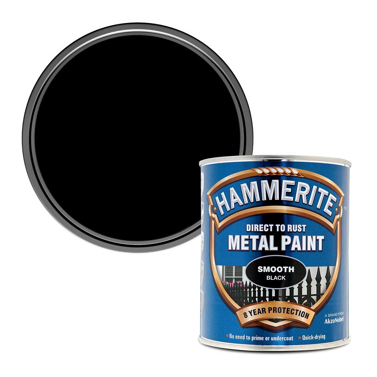 Hammerite Direct to Rust Metal Paint Smooth Black 750ml 5092966