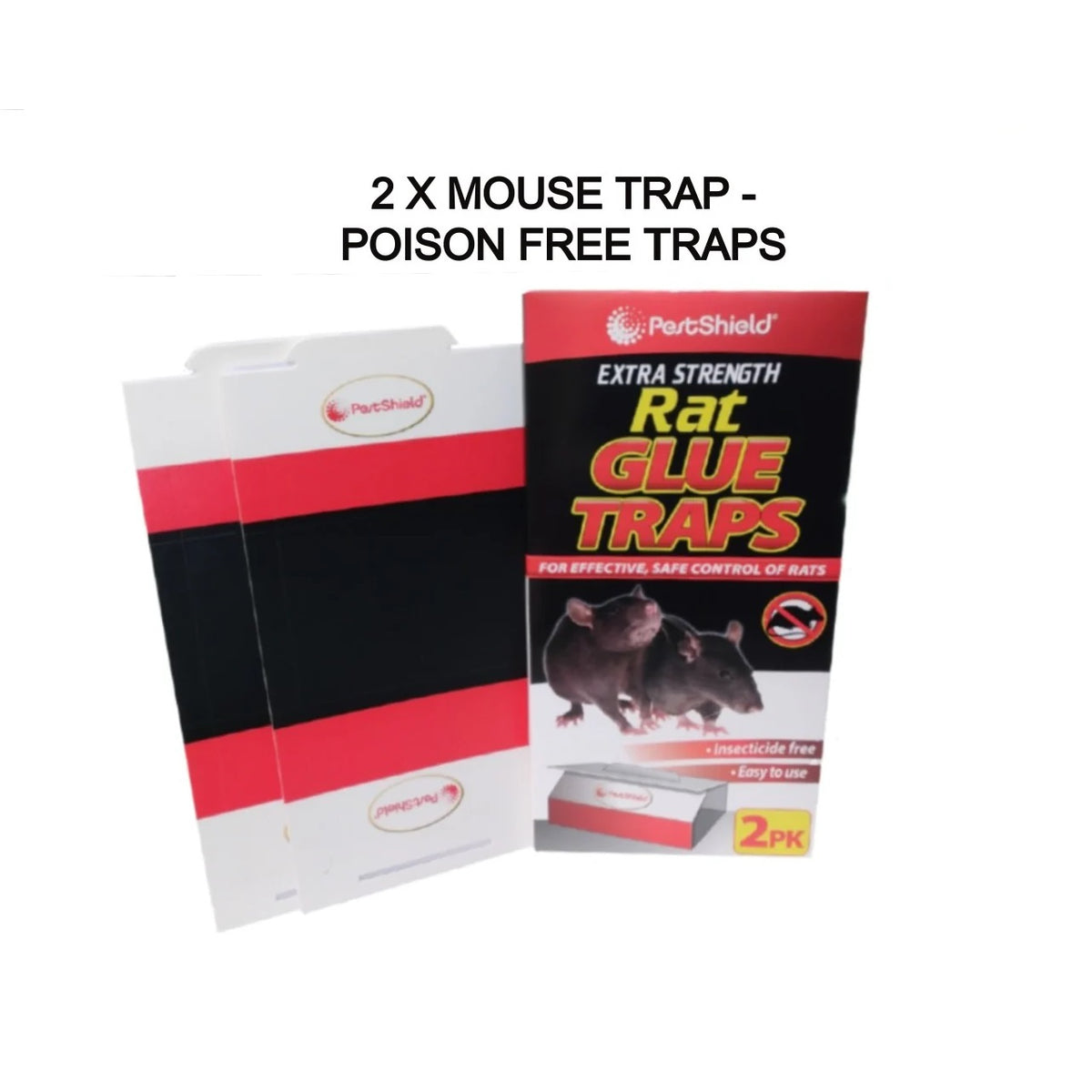 151 Pestshield Extra Strength Rat Glue Traps Multicoloured Pack of 2 PS0069 | Insecticide Free | Easy to use | For Effective and Safe Control of Rats | Poison Free