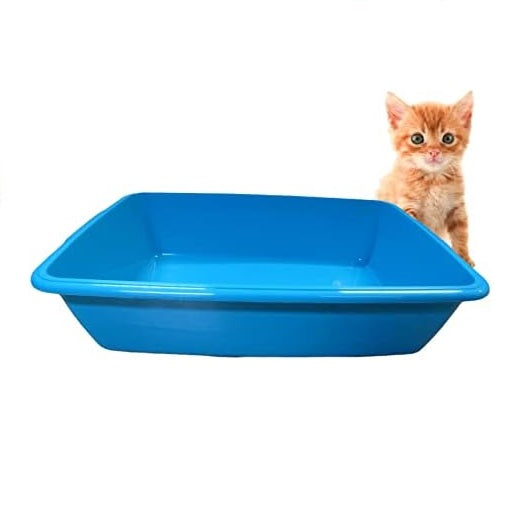 Whitefurze Plastic Cat Litter Tray Assorted Colours 46cm Pack of 1 P0303 | Durable and Lightweight | Open-Top Design for Easy Cleaning