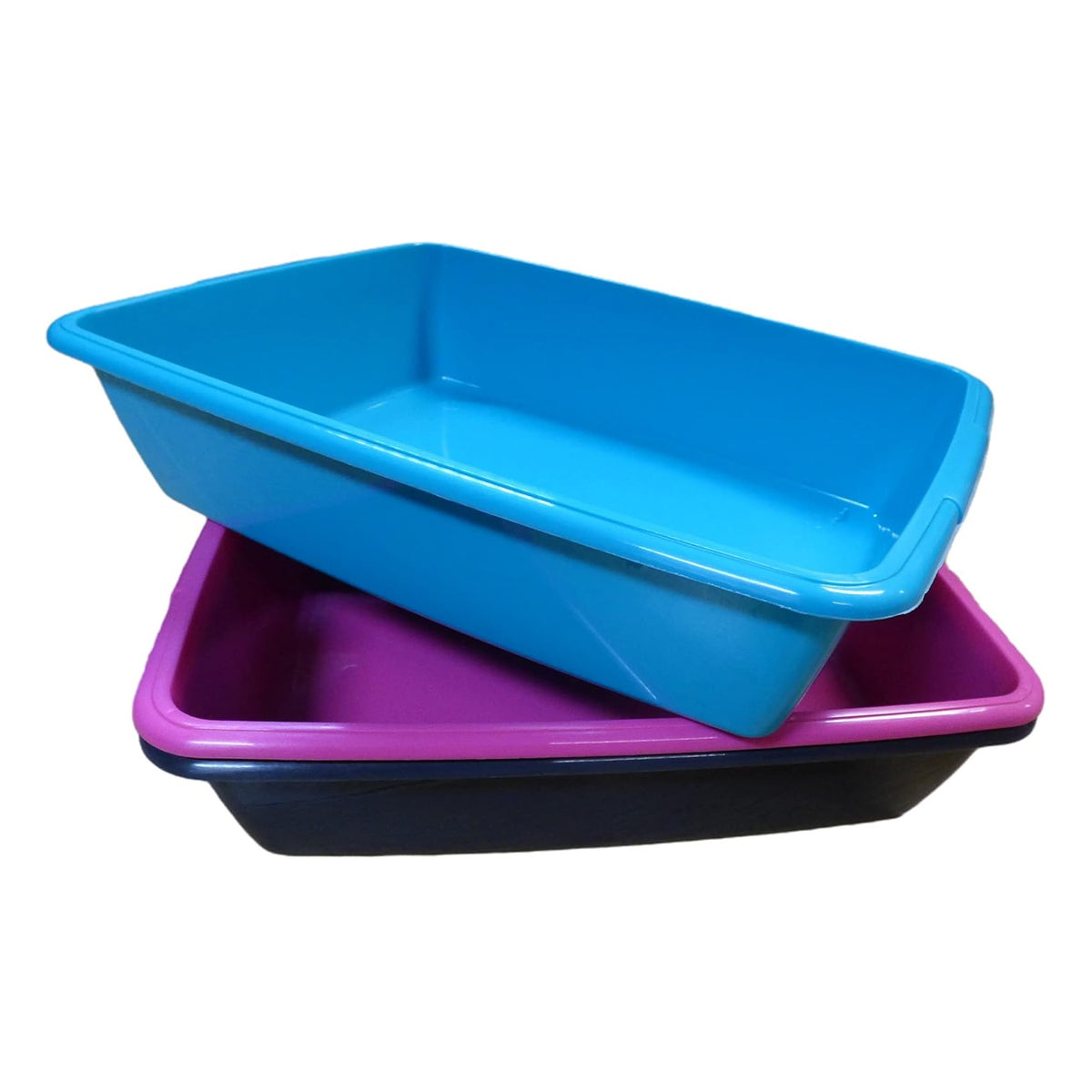 Whitefurze Plastic Cat Litter Tray Assorted Colours 46cm Pack of 1 P0303 | Durable and Lightweight | Open-Top Design for Easy Cleaning