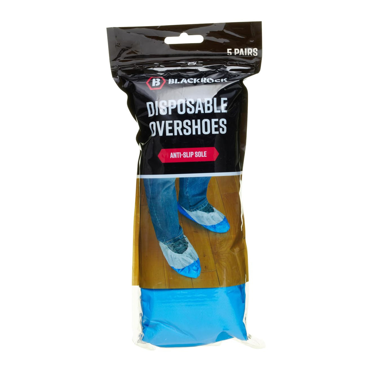 Blackrock Disposable Overshoes with Anti-Slip Sole White and Blue Pack of 5 PRDP010 | Waterproof Shoe Covers for Indoor Use | One Size Fits Most