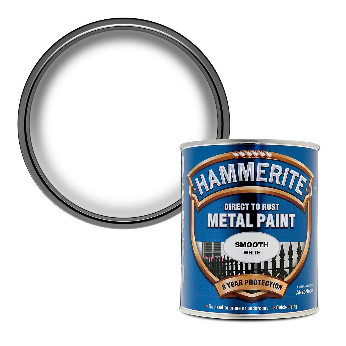 Hammerite Direct Rust Metal Paint Smooth White 750ml 5092956 | No Need to Prime or Undercoat | Quick Drying