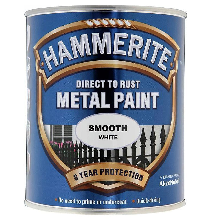 Hammerite Direct Rust Metal Paint Smooth White 750ml 5092956 | No Need to Prime or Undercoat | Quick Drying
