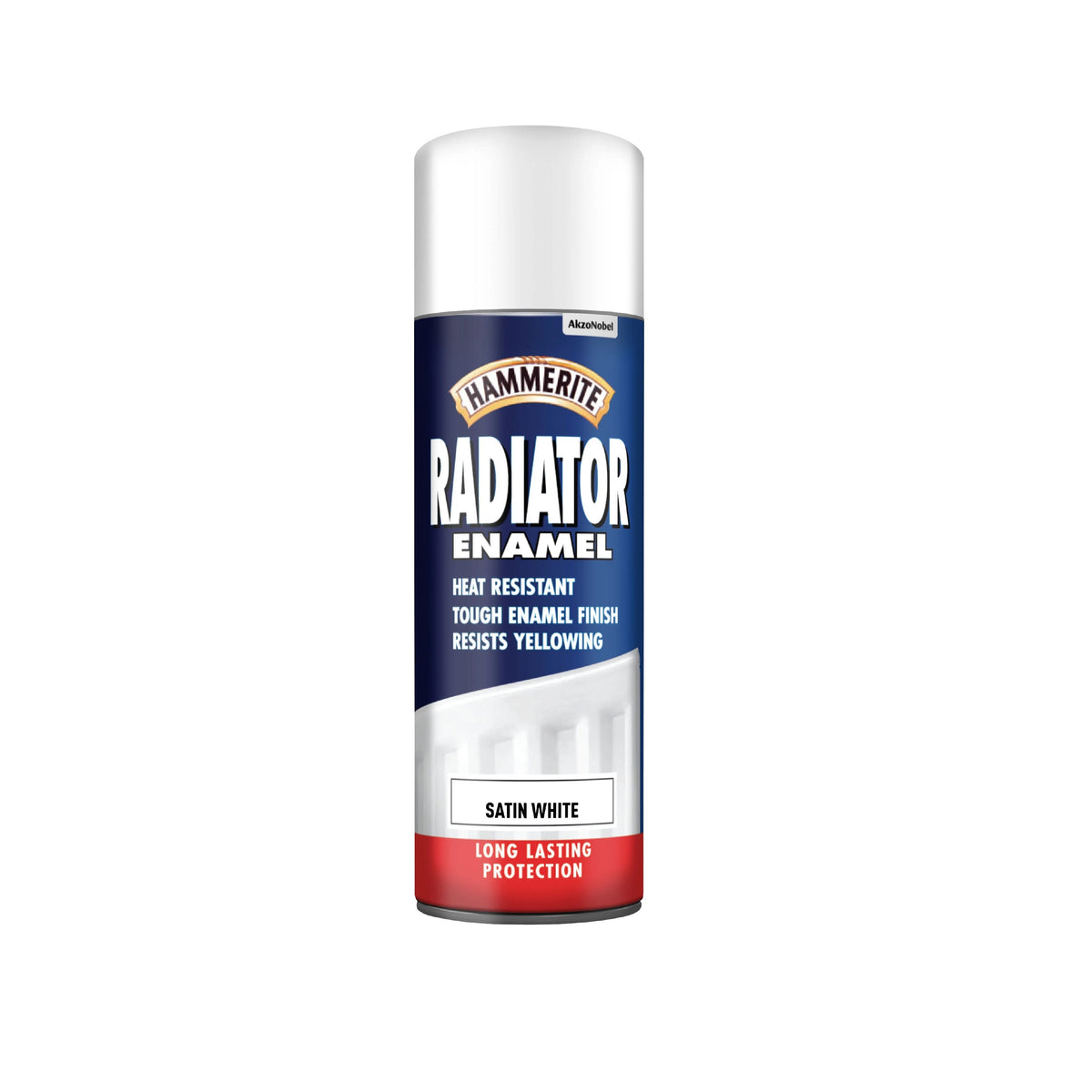 Hammerite Radiator Enamel Aerosol Spray Paint Smooth Satin White 400ml 6701833 | Heat Resistant | Tough Enamel Finish | Resists Yellowing | Long Lasting Protection