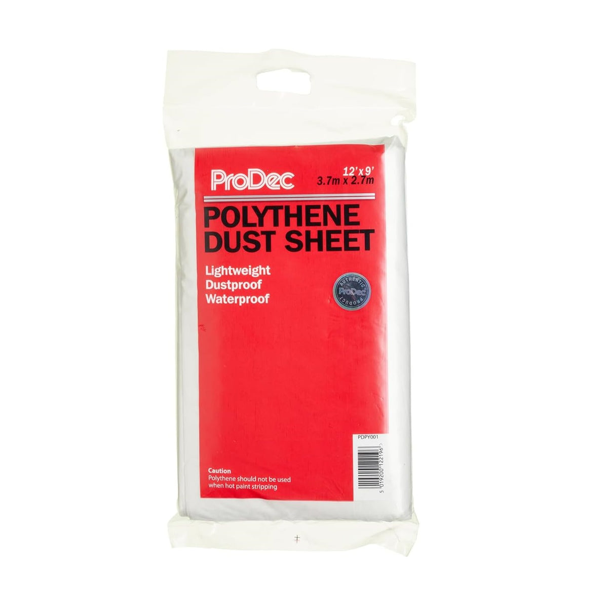 ProDec Polythene Dust Sheet Clear 3.7Mtr x 2.7Mtr PDPY001 | Lightweight-Waterproof and Dustproof | Protective Cover for Decorating and DIY Tasks