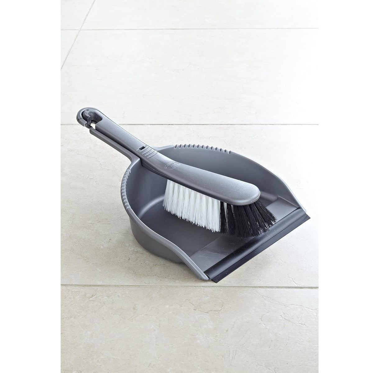 Addis Dustpan and Brush Set Grey 510390 | Soft Grip Handle | Ideal for Home-Office and Kitchen Cleaning
