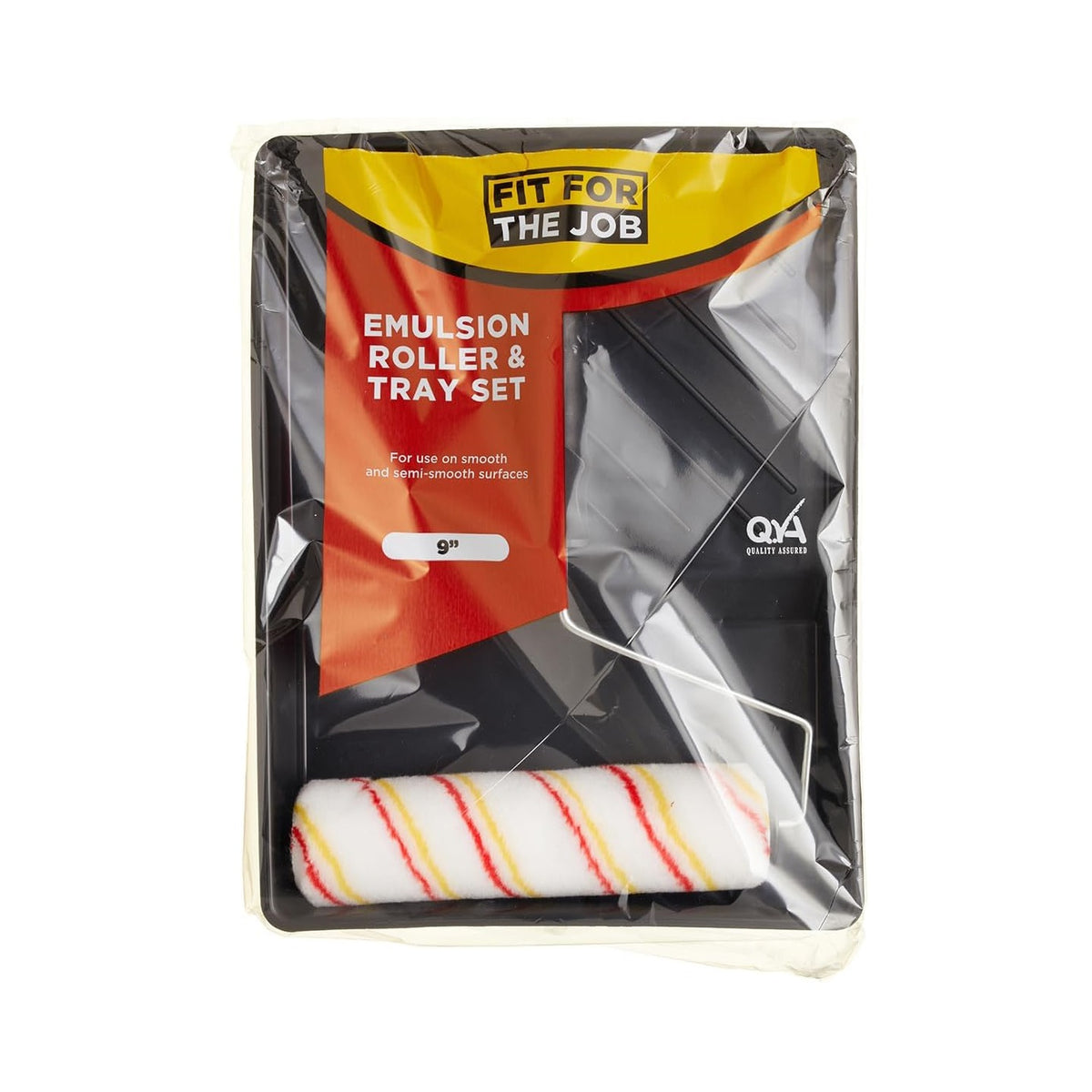 Rodo Fit For The Job Emulsion Roller and Tray Set Multicoloured 9-Inch PSET | For Smooth and Semi-Smooth Surfaces | Ideal for Walls and Ceilings
