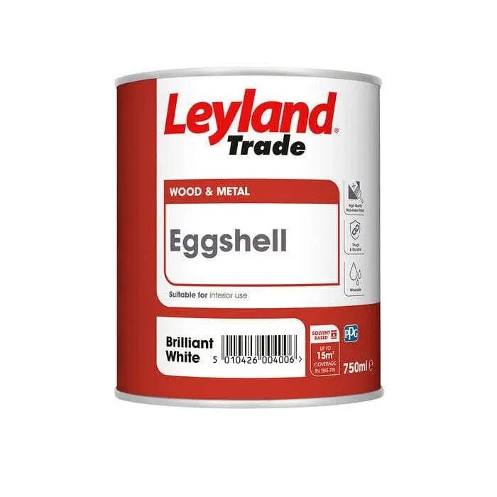 Leyland Trade Eggshell Wood and Metal Paint Brilliant White 750ml 264574 | Suitable for Interior Use