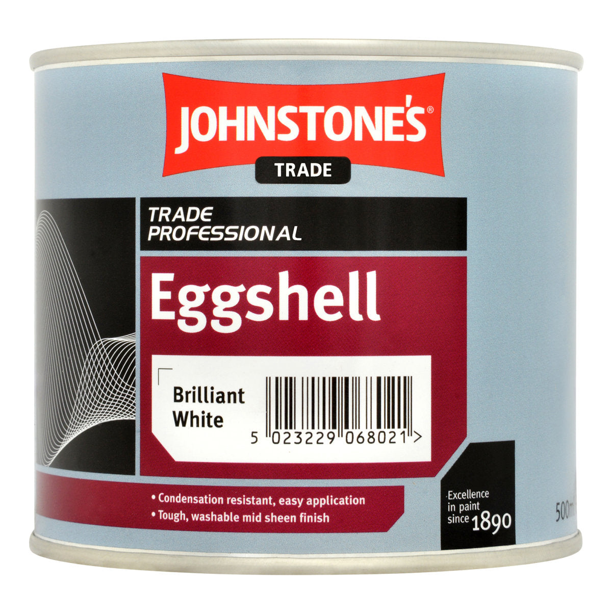 Johnstones Trade Professional Eggshell Lustre Paint Brilliant White 500ml 301677