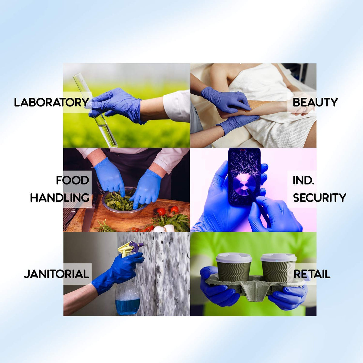 DID Vinyl Single Use Gloves Blue Large Pack of 100 WW9174 | Powder-Free | Ambidextrous | Non-Sterile | Disposable Gloves | For Cleaning-Food Handling and General Purpose