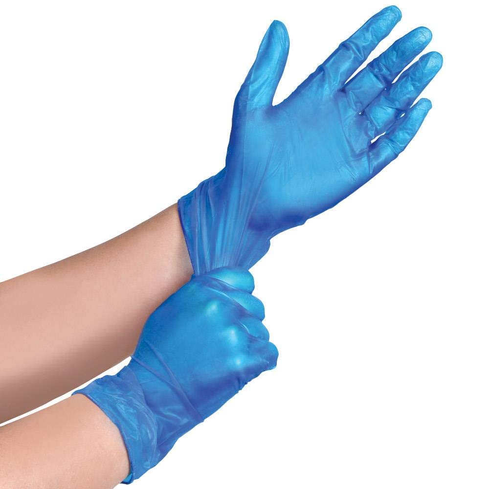 DID Vinyl Single Use Gloves Blue Medium Pack of 100 WW9173 | Powder-Free | Ambidextrous | Non-Sterile | Disposable Gloves | For Cleaning-Food Handling and General Purpose