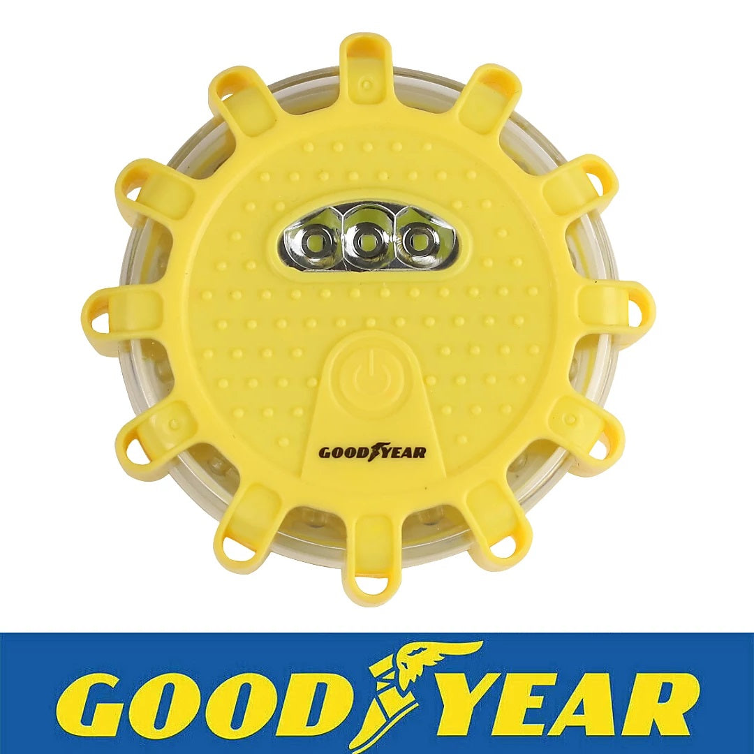 GoodYear Roadside Emergency Disc LED Flare with Magnetic Back and Hanging Hook Yellow 900941 | Instantly Visible Over a Mile Away at Night | 8 Modes | 15 LEDS | Waterproof