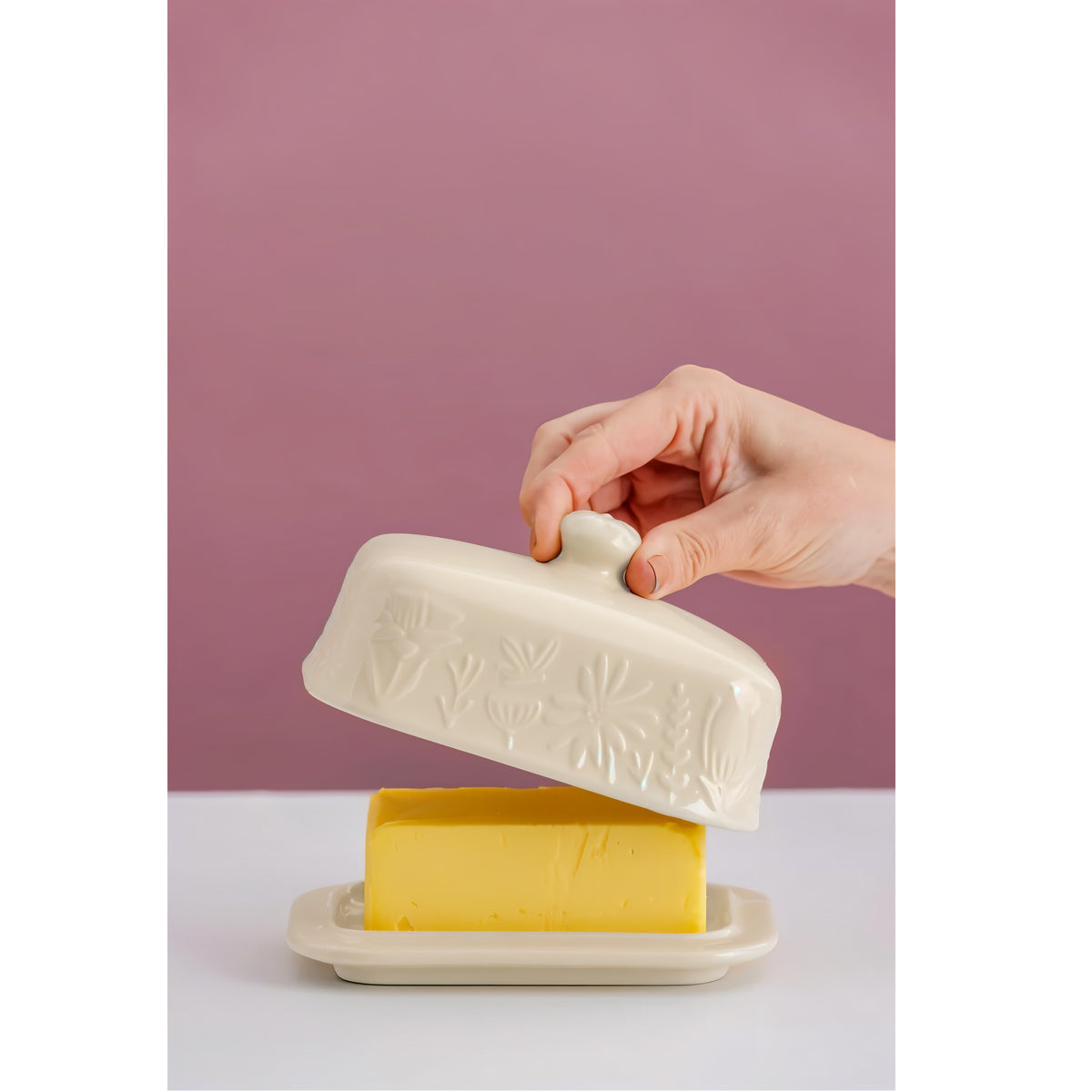 Mason Cash In The Meadow Butter Dish Beige 2002.316 | Dishwasher Safe