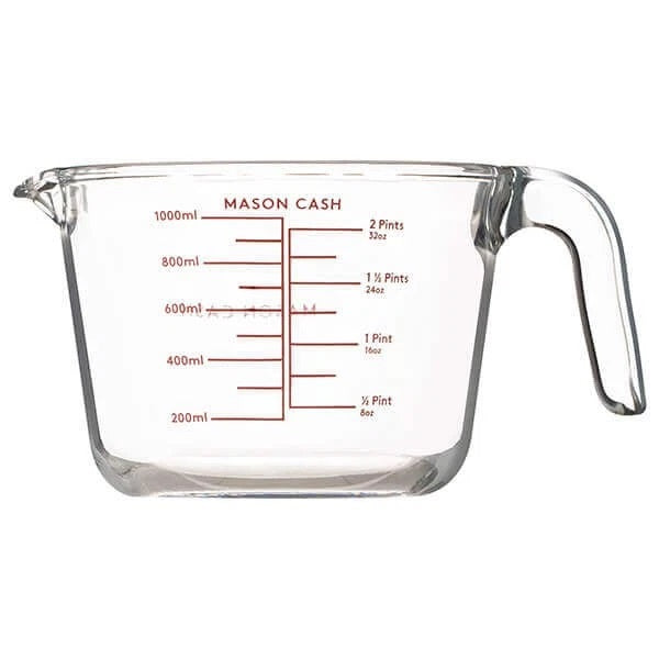 Mason Cash Classic Collection Measuring Jug Clear 1Ltr 2006.204 | Made from Borosilicate Glass | Dishwasher Safe | Microwave Safe