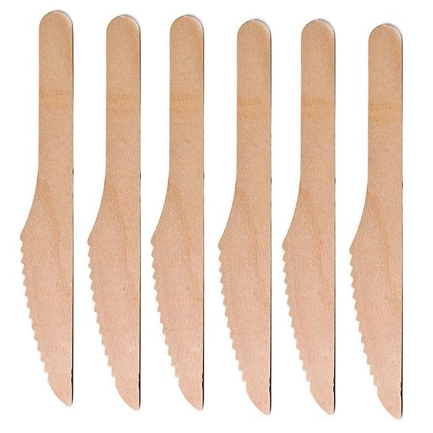DID Wooden Knives Natural Pack of 100 EF9905 | Eco-Friendly Disposable Cutlery | 100 Percent Compostable and Biodegradable | Plastic-Free Alternative | Ideal for Parties-Picnics and Catering