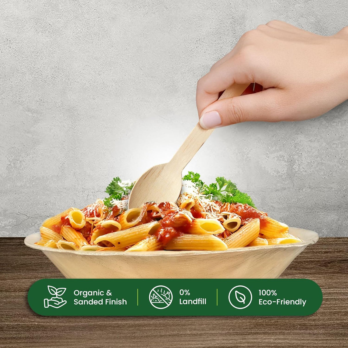 DID Wooden Spoons Natural Pack of 100 EF9903 | Eco-Friendly Disposable Cutlery | 100 Percent Compostable and Biodegradable | Plastic-Free Alternative | Ideal for Parties-Picnics and Catering