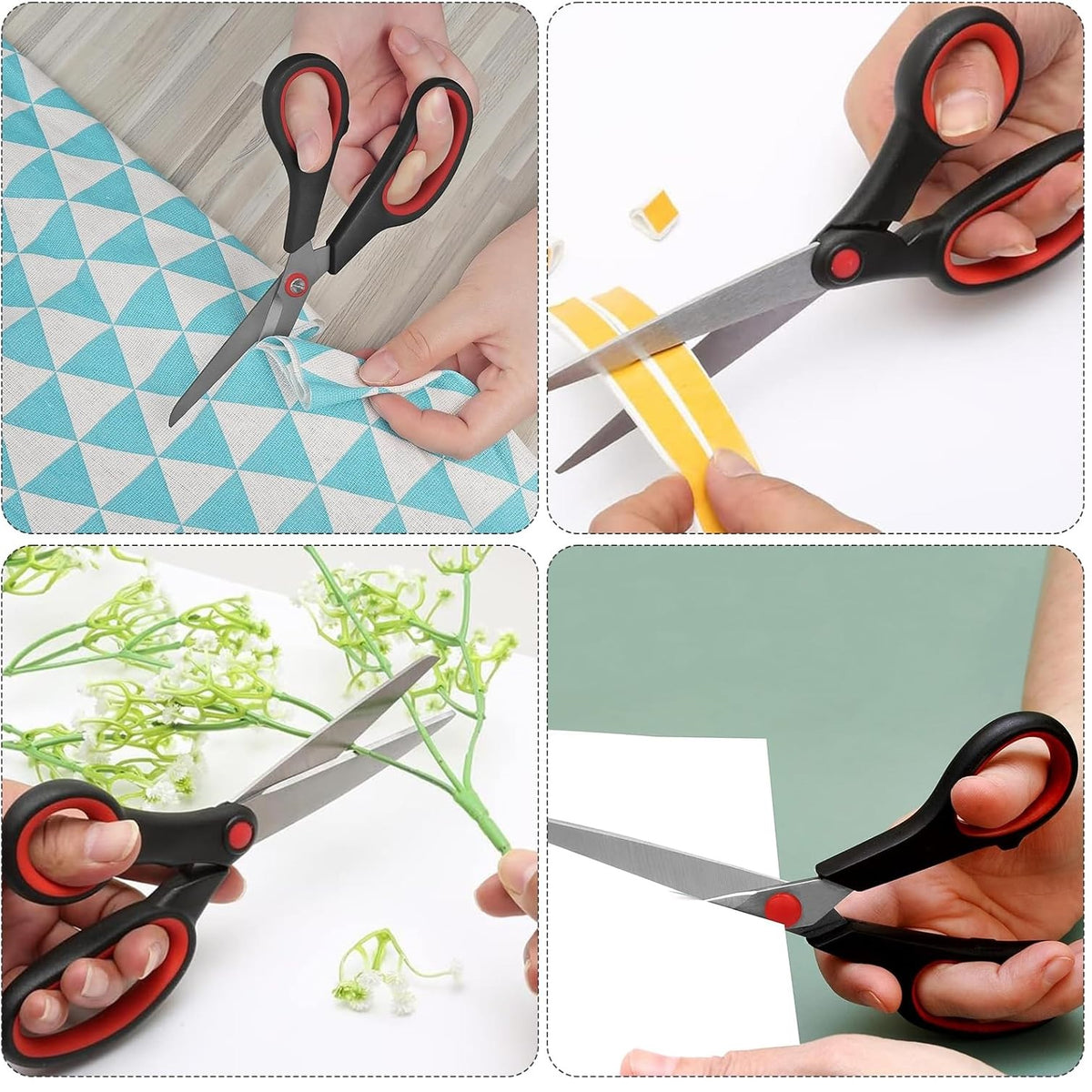 DID Household Scissors Black and Red 7.5-Inch HH2615 | Heavy Duty Stainless Steel Blades | Comfort Grip Handles | Ideal for Home and Office Use