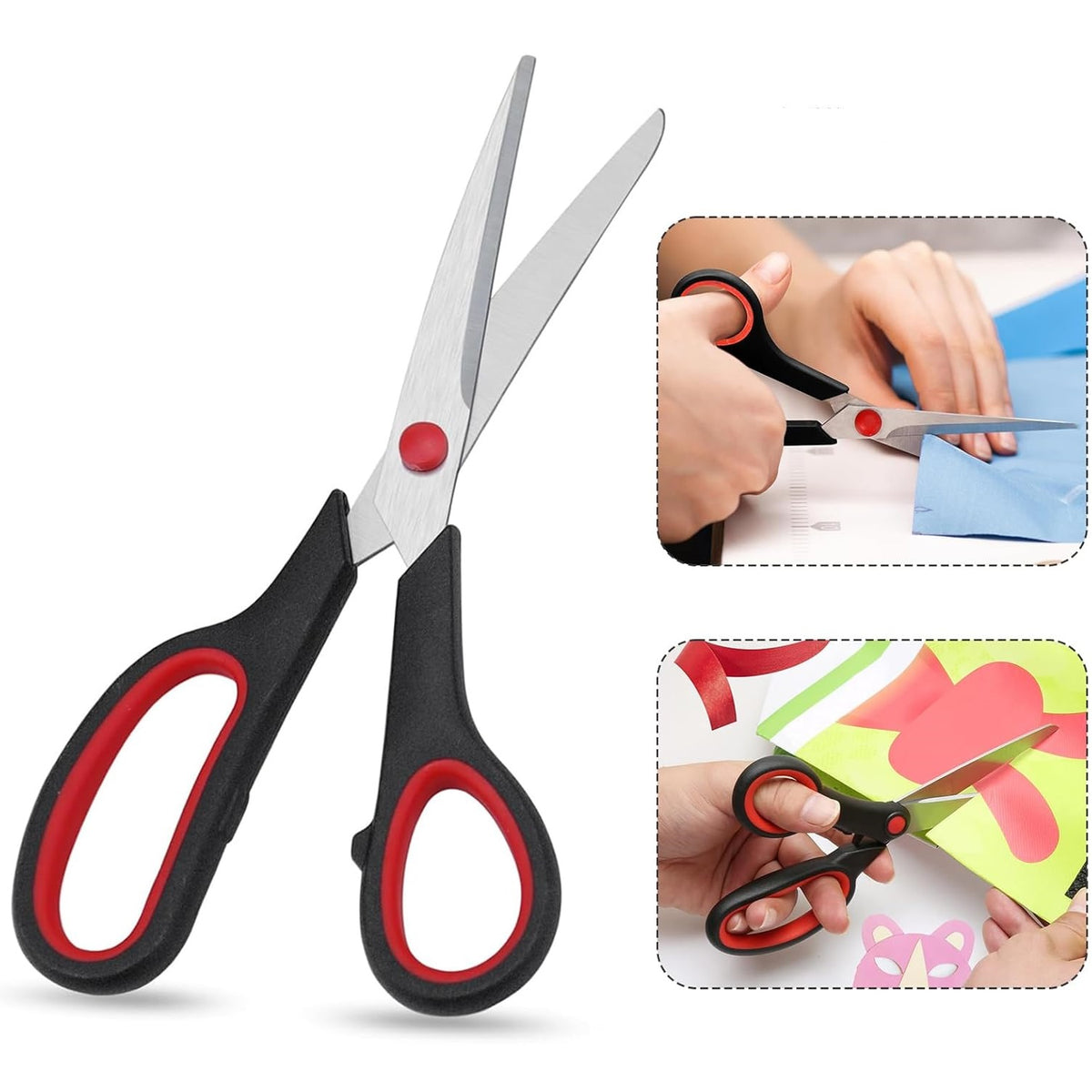DID Household Scissors Black and Red 9.5-Inch HH2616 | Heavy Duty Stainless Steel Blades | Comfort Grip Handles | Ideal for Home and Office Use