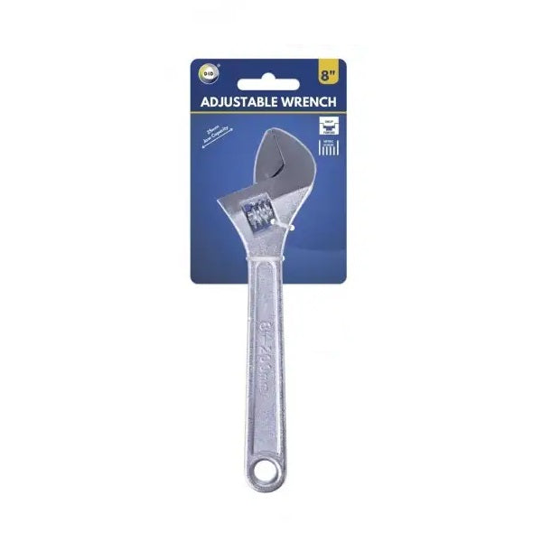 DID Adjustable Wrench Chrome 8-Inch HW6058 | 25mm Jaw Capacity