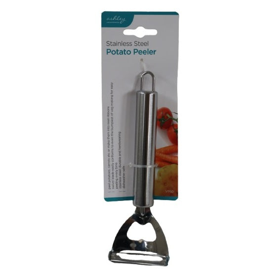 Ashley Housewares Stainless Steel Potato Peeler Chrome VP110 | Swivel Blade | For Smooth Peeling | Ergonomic Handle | Rust-Resistant and Dishwasher Safe | Ideal for Fruits and Vegetables | Durable and Hardwearing