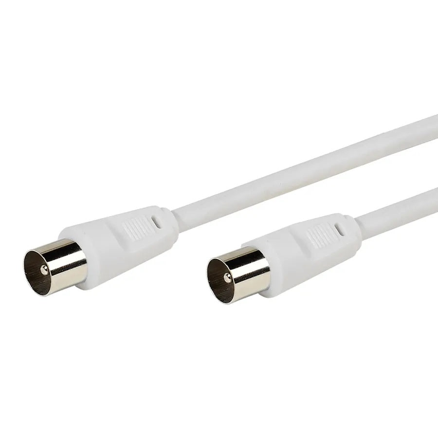 Kingavon Male to Male Coax Lead RF Cable White 2Mtr SS153 | For Versatile Connectivity | High-Speed Signal Transmission | Compatible with TV-VCR-SKY-BT-Virgin-DVB and DVD | For Excellent Picture and Sound Quality