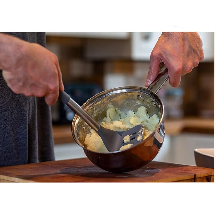 Ashley Housewares Silicone Potato Masher Grey 30.5 x 7.5cm KT185 | BPA-Free | Heat Resistant to 200 Degree C | Dishwasher Safe | Non-Scratch Head | With Anti-Slip Handle