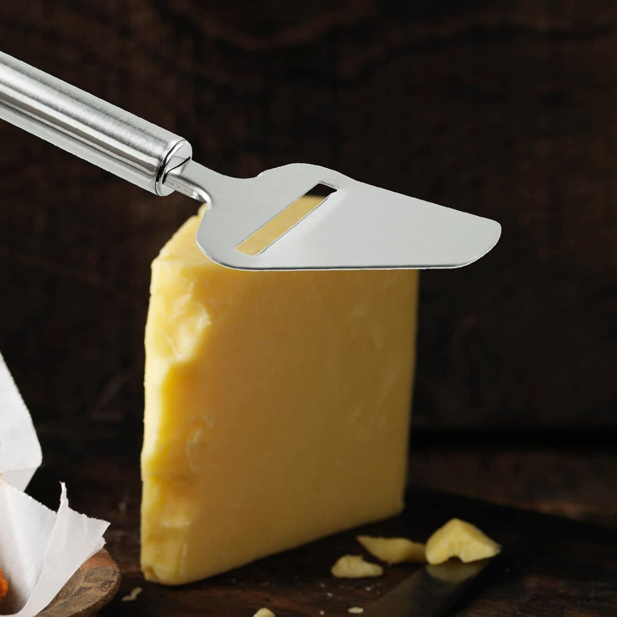 Ashley Housewares Stainless Steel Cheese Slicer Chrome VP113 | Sharp Blade | Durable and Hardwearing | Ergonomic Handle | Dishwasher Safe