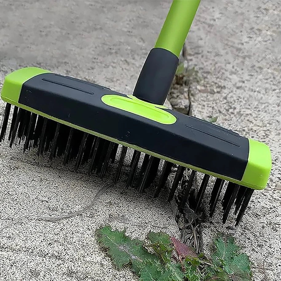 Dekton 3-in-1 Weed Removal Brush Set Green and Black DTG4095 | Extendable From 80 to 140cm | Includes a Wide Brush Head and Narrow Brush Head with Scraper