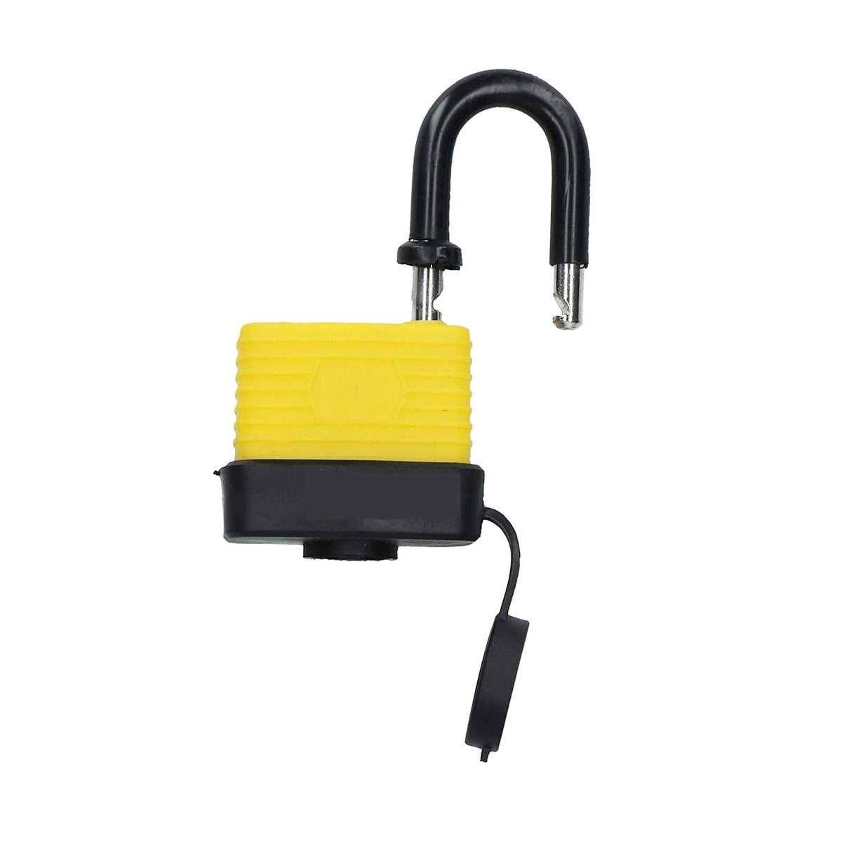 DID Laminated Steel Padlock Yellow and Black 40mm HW6066 | 8mm Plastic Coated Steel Shackle | Weatherproof and Durable Body | Brass Barrel with Protective Cover | Outdoor Lock with 2 Keys | For Gates-Sheds and Toolboxes