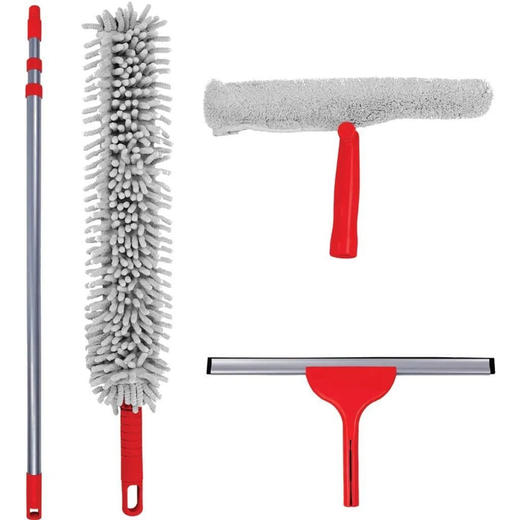 Dekton Cleaning Kit Red and Grey 4-Piece DT86015 | Multifunctional | Extendable | Flexible