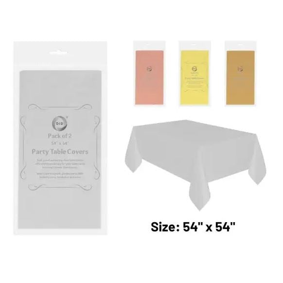 DID Party Table Covers Assorted Colours 54-Inch x 54-Inch Pack of 2 PY0641 | Plastic Tablecloths | Spill-Proof and Easy to Clean | Ideal for BBQs-Birthdays-Picnics and More