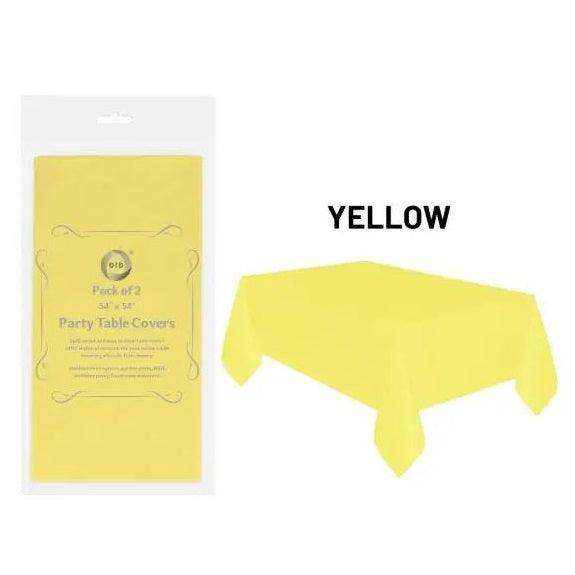 DID Party Table Covers Assorted Colours 54-Inch x 54-Inch Pack of 2 PY0641 | Plastic Tablecloths | Spill-Proof and Easy to Clean | Ideal for BBQs-Birthdays-Picnics and More
