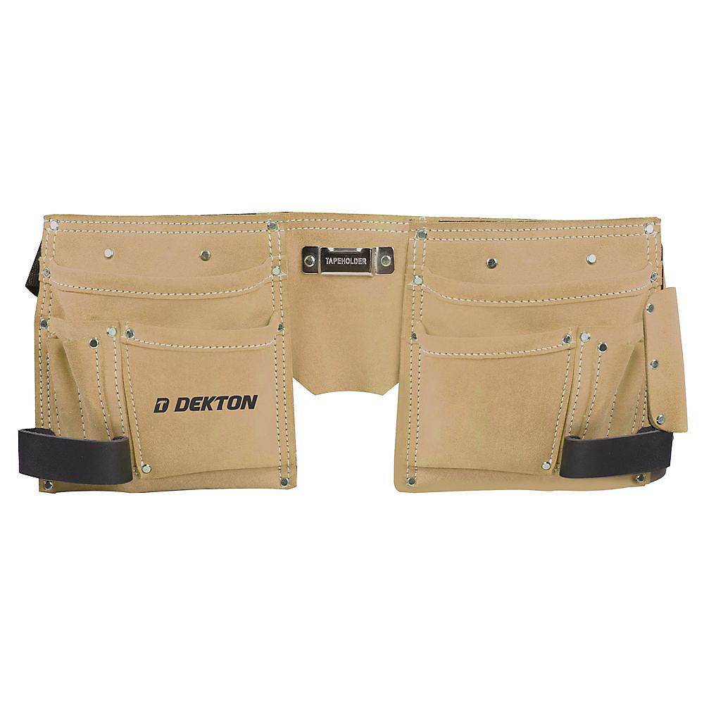 Dekton Premium Leather 10 Pocket Tool Belt Camel DT50174 | Adjustable Fit | Heavy Duty | Lightweight | Multi-Functional