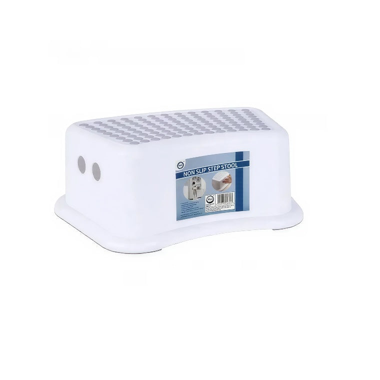 DID Non Slip Step Stool White 37cm x 25cm x 13cm HH2660 | Non-Slip Surface and Base | Sturdy and Durable | Easy to Carry | Fit Around Toilet Bases | Weight Capacity - 60Kg